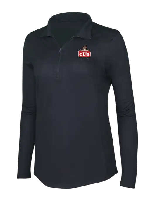Black Triad Solid Womens Posicharge Tri-Blend Wicking 1/4 Zip Pullover w/Piper Cub Logo