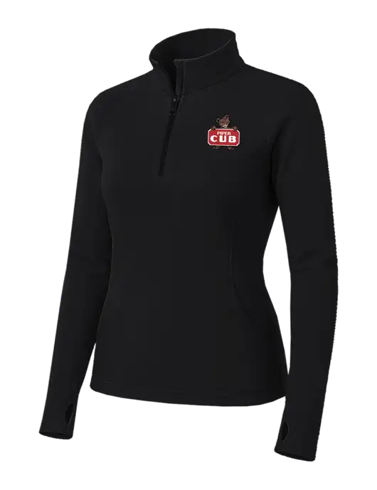 Womens Black Sport Wick Stretch 1/4 Zip Pullover w/Piper Cub Logo