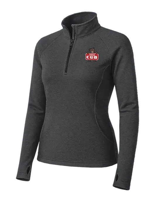Dark Grey Heather Womens Sport Wick Stretch 1/4 Zip Pullover w/Piper Cub Logo