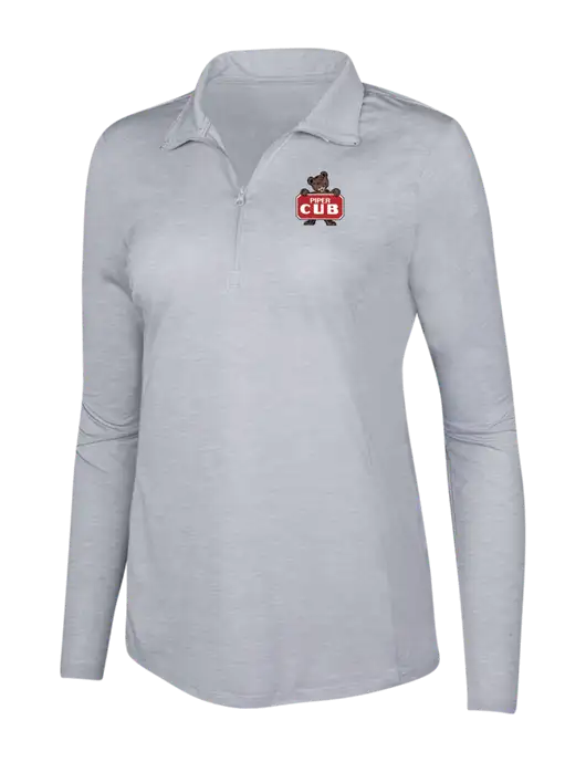 Light Grey Heather Womens Posicharge Tri-Blend Wicking 1/4 Zip Pullover w/Piper Cub Logo