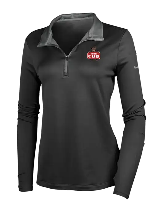 NIKE Black/Dark Grey Womens Dry-Fit Stretch 1/2 Zip Cover-Up w/Piper Cub Logo