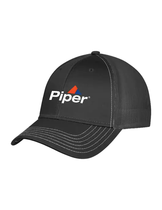 Charcoal Grey Mesh Trucker Cap Snap Back w/Piper Logo