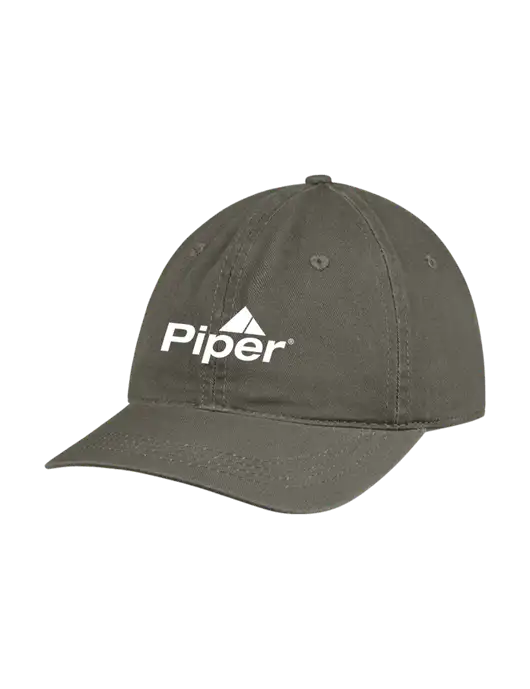 Garment Washed Unstructured Twill Olive Cap w/Piper Logo