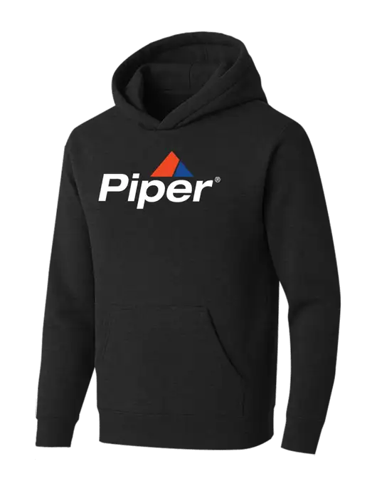BELLA+CANVAS Black Heather Sponge Fleece Pullover Hoodie w/Piper Logo