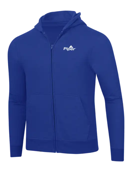 True Royal 8.5 oz Ring Spun Zip Hooded Sweatshirt w/Piper Logo