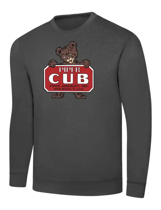 Charcoal 7.8 oz Ring Spun Crew Sweatshirt w/Piper Cub Logo