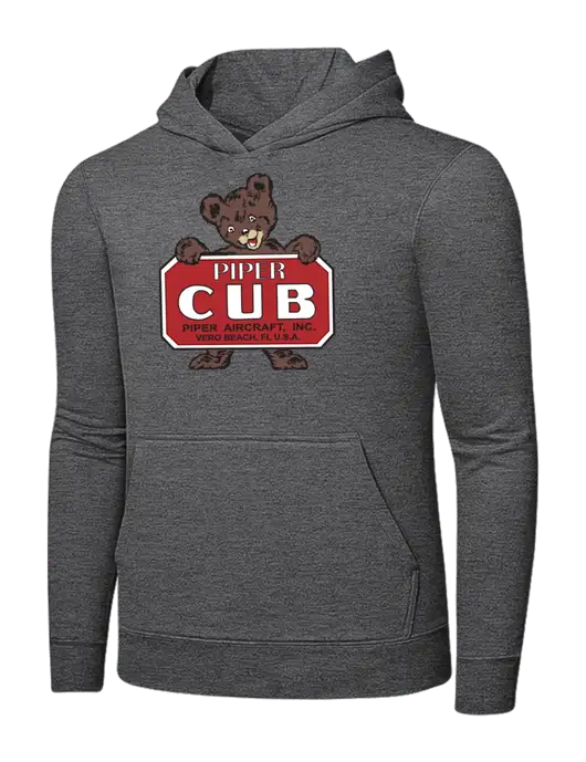 Graphite Heather 7.8. oz Ring Spun Hooded Sweatshirt w/Piper Cub Logo