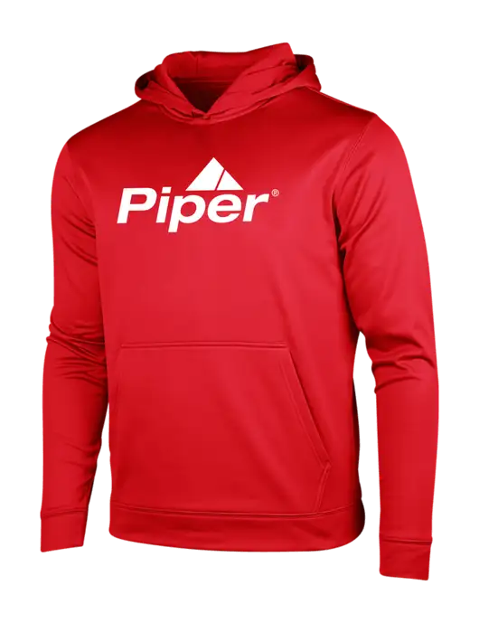 Deep Red Sport-Wick Fleece Hooded Pullover w/Piper Logo