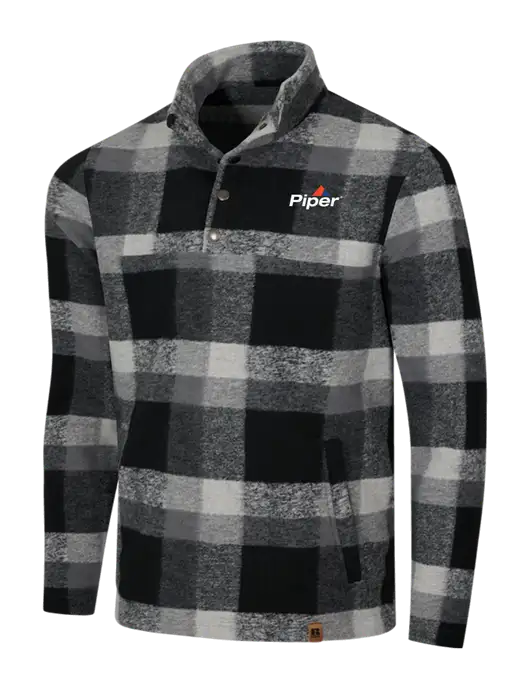 Russell Outdoors Black/White Plaid Basin Snap Pullover w/Piper Logo