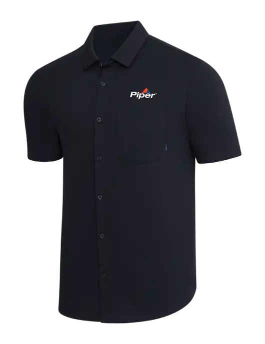 OGIO Black Extend Short Sleeve Button Up Shirt w/Piper Logo