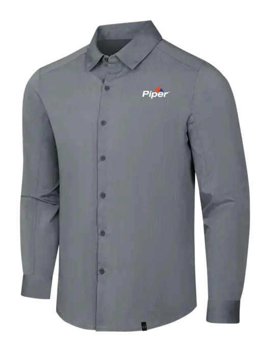 OGIO Medium Grey Heather Commuter Woven Shirt w/Piper Logo