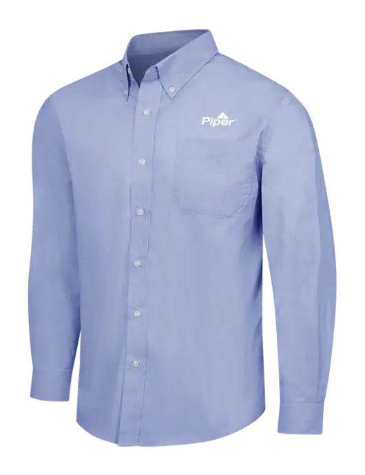 Light Slate Blue Crosshatch Easy Care Shirt w/Piper Logo