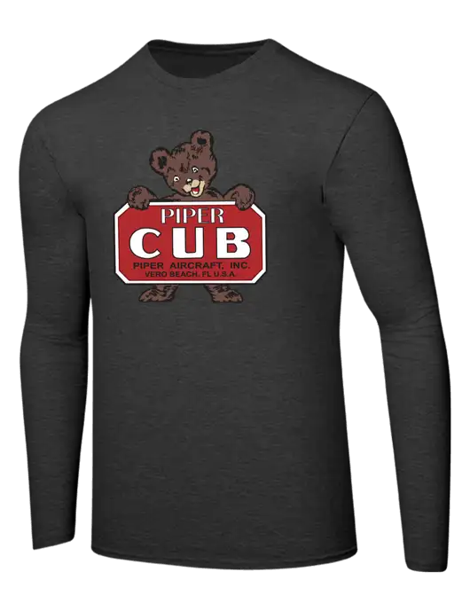 Ring Spun Dark Heather Grey 4.5 oz Long Sleeve T-Shirt w/Piper Cub Logo