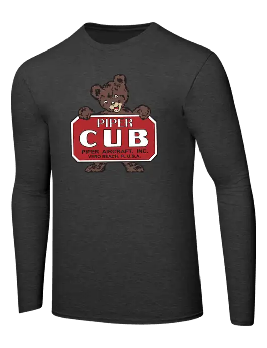 Ring Spun Dark Heather Grey 4.5 oz Long Sleeve T-Shirt w/Piper Cub Logo
