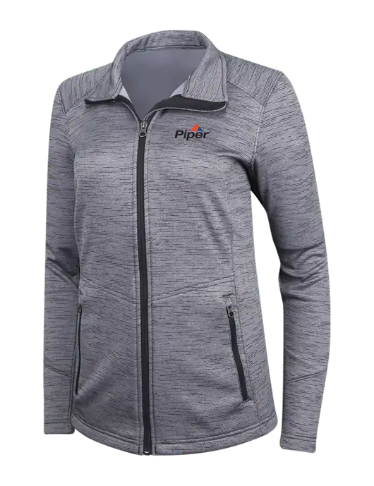 Medium Grey Womens Digi Stripe Fleece Jacket w/Piper Logo