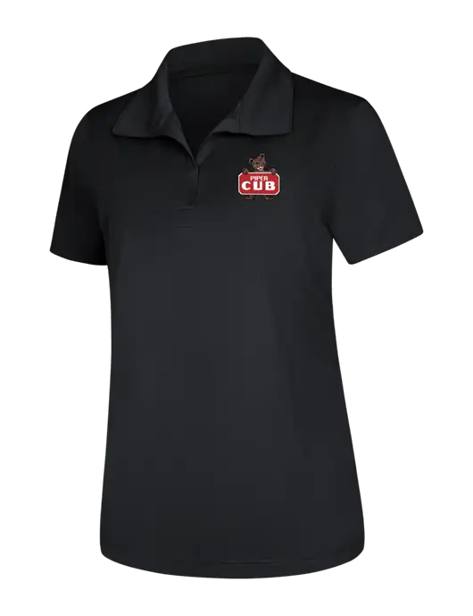 Womens Black Micropique Sport-Wick Polo w/Piper Cub Logo