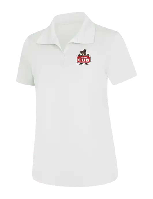 Womens White Micropique Sport-Wick Polo w/Piper Cub Logo