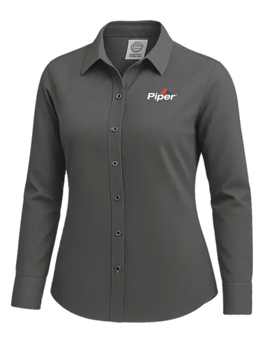 Brooks Brothers Womens Dark Grey Wrinkle-Free Stretch Nailhead Shirt w/Piper Logo