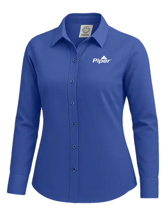 Brooks Brothers Womens Royal Blue Wrinkle-Free Stretch Nailhead Shirt w/Piper Logo