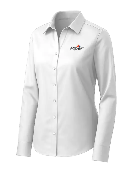 Brooks Brothers Womens White Wrinkle-Free Stretch Pinpoint Shirt w/Piper Logo