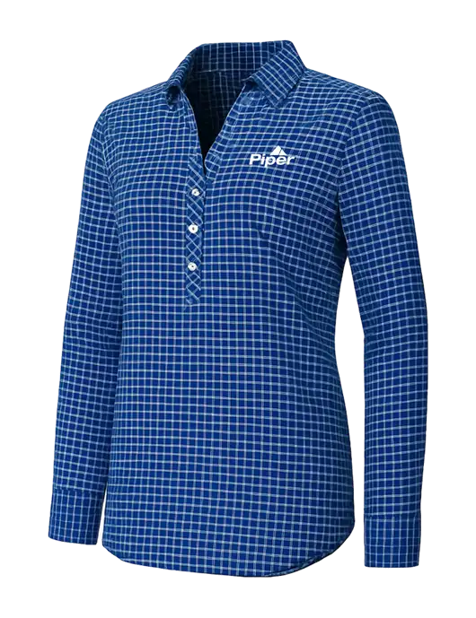 Womens Navy/White City Stretch Shirt w/Piper Logo