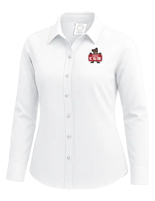 Brooks Brothers Womens White Wrinkle-Free Stretch Nailhead Shirt w/Piper Cub Logo