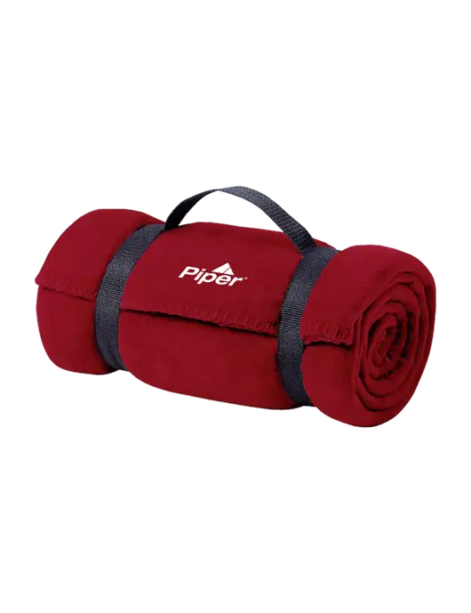 Casual Red Fleece Blanket With Strap w/Piper Logo