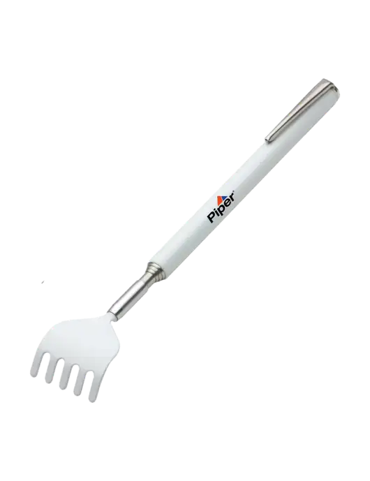 Telescopic White Back Scratcher w/Piper Logo