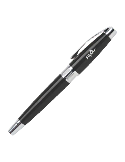 Masscotti Black Rollerball Pen - Black Ink w/Piper Logo