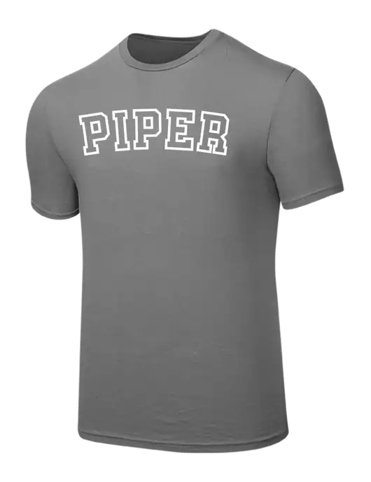 Seriously Soft Medium Grey T-Shirt w/Piper Collegiate Logo