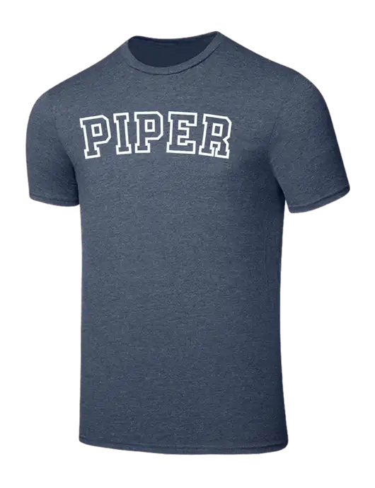 Seriously Soft Heathered Navy T-Shirt w/Piper Collegiate Logo