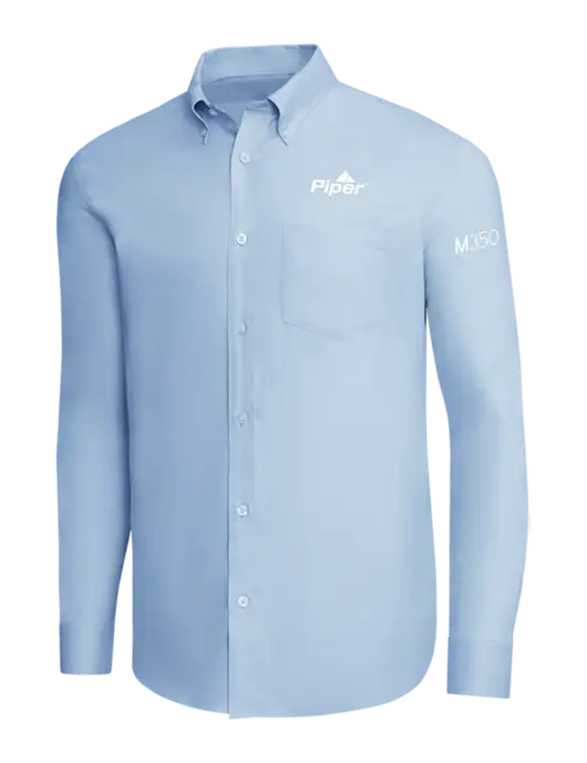Brooks Brothers Light Blue Wrinkle-Free Stretch Pinpoint Shirt w/M350 Logo, Piper Logo