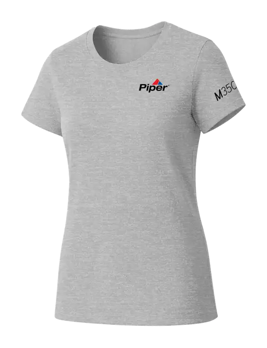 Womens Seriously Soft Light Heathered Grey T-Shirt w/M350 Logo, Piper Logo