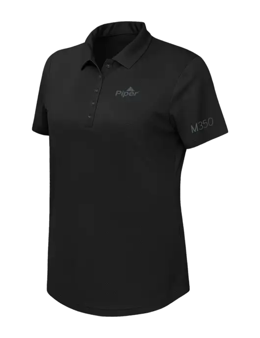 Callaway Womens Birdseye Black Polo w/M350 Logo, Piper Logo