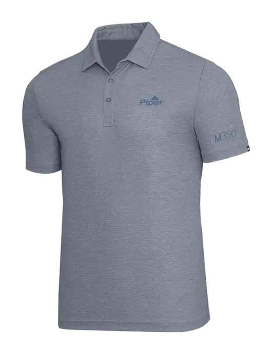 TravisMathew Navy Heather Oceanside Polo w/M350 Logo, Piper Logo
