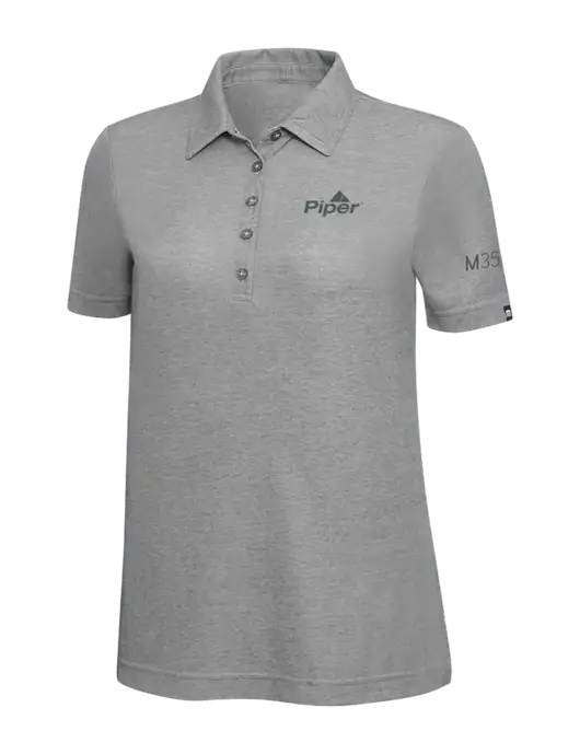 TravisMathew Grey Heather Womens Oceanside Polo w/M350 Logo, Piper Logo