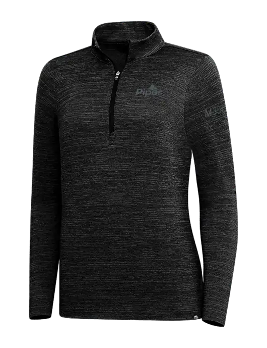 TravisMathew Black Womens Crestview 1/4 Zip w/M350 Logo, Piper Logo