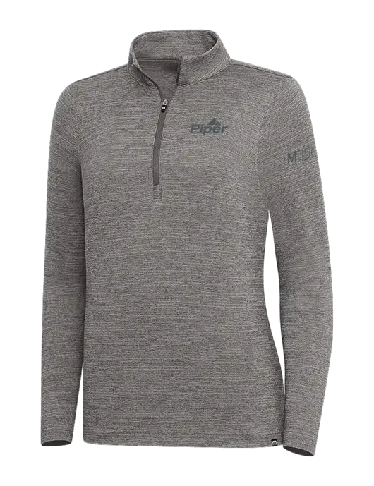 TravisMathew Medium Grey Heather Womens Crestview 1/4 Zip w/M350 Logo, Piper Logo