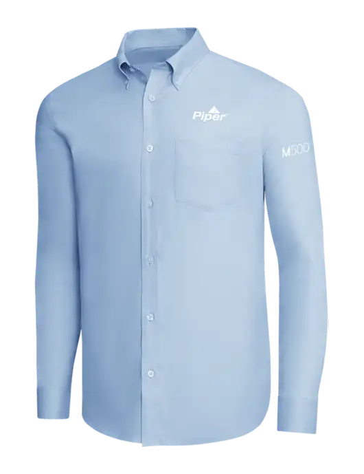 Brooks Brothers Light Blue Wrinkle-Free Stretch Pinpoint Shirt w/M500 Logo, Piper Logo