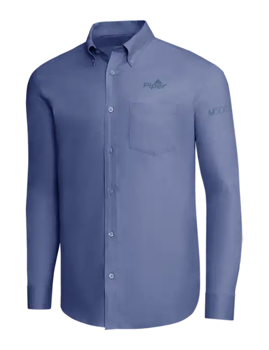 Brooks Brothers Light Navy Wrinkle-Free Stretch Pinpoint Shirt w/M500 Logo, Piper Logo