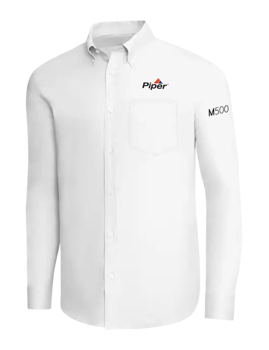 Brooks Brothers White Wrinkle-Free Stretch Pinpoint Shirt w/M500 Logo, Piper Logo