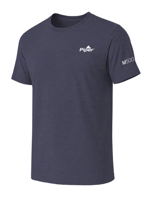 BELLA+CANVAS Heather Navy CVC Short Sleeve Tee w/M500 Logo, Piper Logo