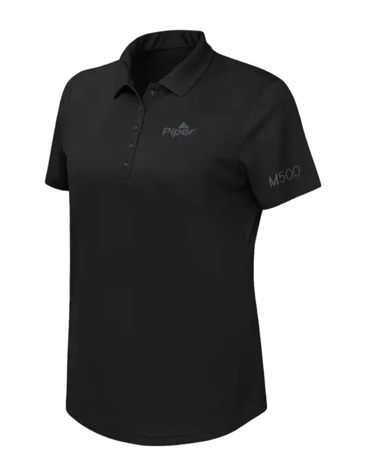 Callaway Womens Birdseye Black Polo w/M500 Logo, Piper Logo