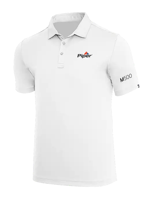 TravisMathew White Coto Performance Polo w/M500 Logo, Piper Logo