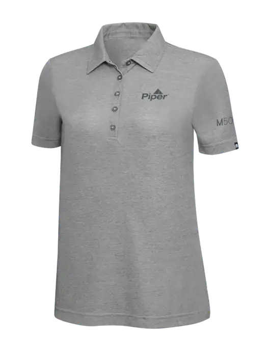 TravisMathew Grey Heather Womens Oceanside Polo w/M500 Logo, Piper Logo