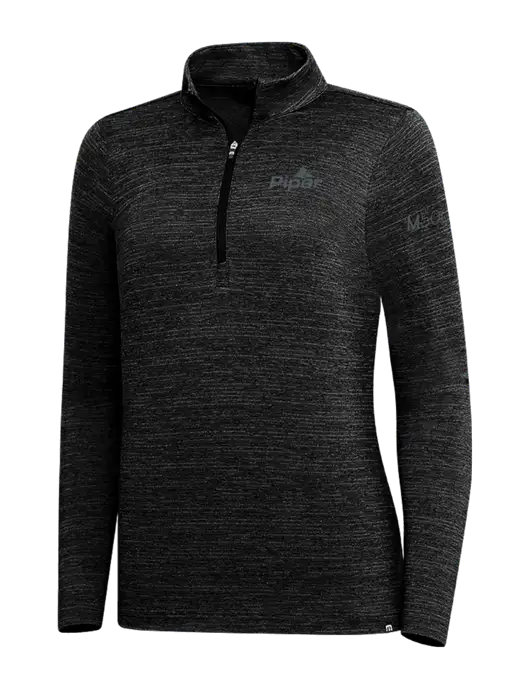 TravisMathew Black Womens Crestview 1/4 Zip w/M500 Logo, Piper Logo
