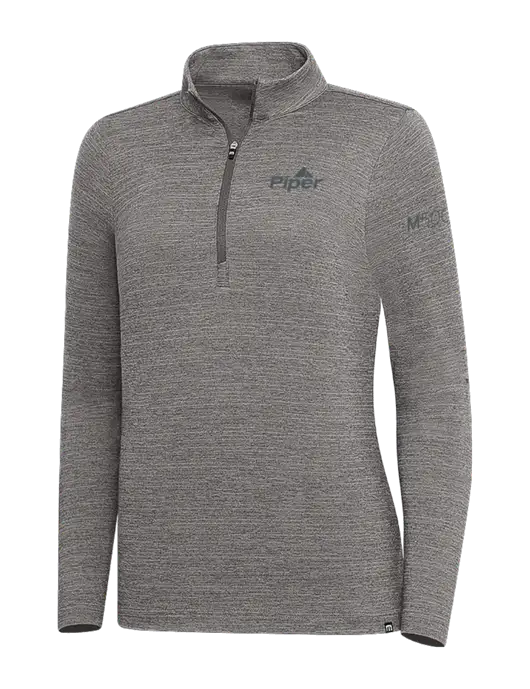 TravisMathew Medium Grey Heather Womens Crestview 1/4 Zip w/M500 Logo, Piper Logo