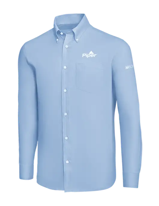 Brooks Brothers Light Blue Wrinkle-Free Stretch Nailhead Shirt w/M600/SLS Logo, Piper Logo