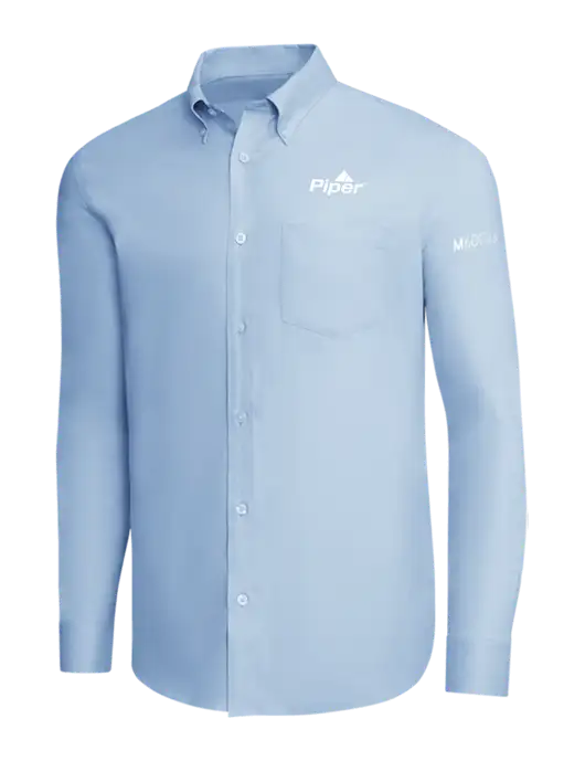 Brooks Brothers Light Blue Wrinkle-Free Stretch Pinpoint Shirt w/M600/SLS Logo, Piper Logo