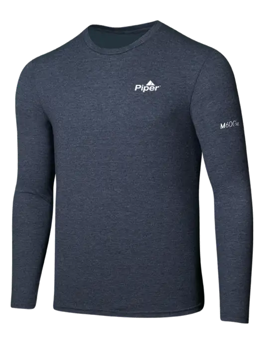 Seriously Soft Heathered Navy Long Sleeve T-Shirt w/M600/SLS Logo, Piper Logo